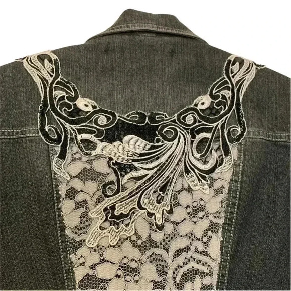 Spoon Me Creations  unique, one of a kind denim blazer with embellishments - Picture 4 of 8